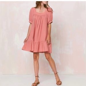 𝅺Christy Dawn The Berkley Organic Cotton dress Santa Fe Pink XS Babydoll Belt